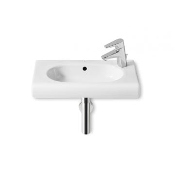 Lavabo mural compacto derecho de porcelana con semipedestal blanco 55x32cm Meridian Roca