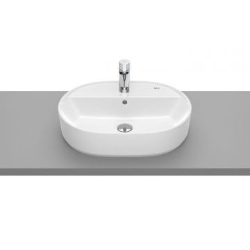 Lavabo de sobre encimera con orificio para grifería blanco 55x40cm Round The Gap Roca