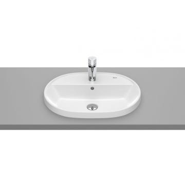 Lavabo de sobre encimera con orificio para grifería blanco 55x40cm Round The Gap Roca