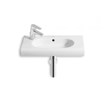 Lavabo mural compacto izquierdo de porcelana con semipedestal blanco 55x32cm Meridian Roca